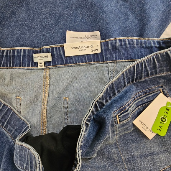 Westbound Woman the High Rise Fit 24W Skinny Crop Jeans Pull On Med Wash L334 - Picture 3 of 7